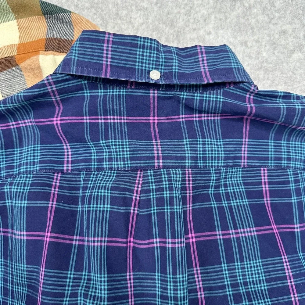 J Crew Lot of 2 Plaid Button Down Shirts Mens Medium Flannel & Slim Tartan